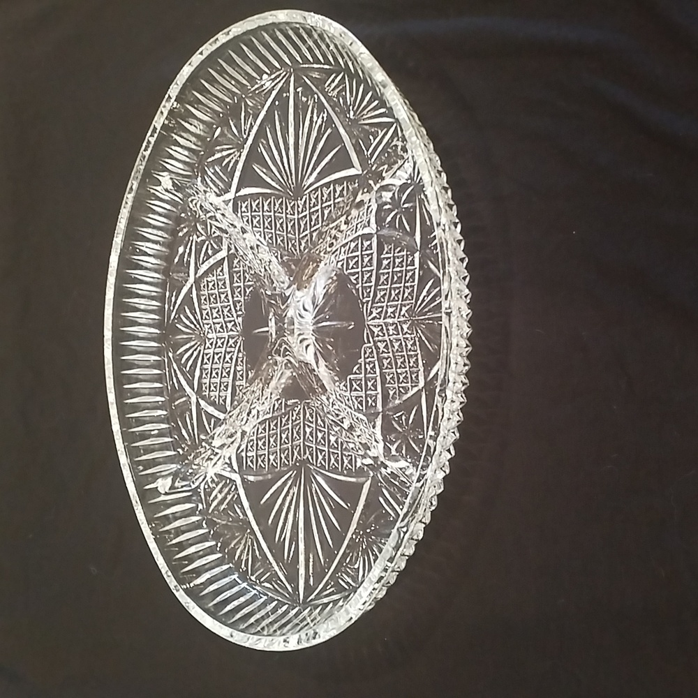 Large 1950's Era Pressed Glass Divided Vegetable Dish/Platter